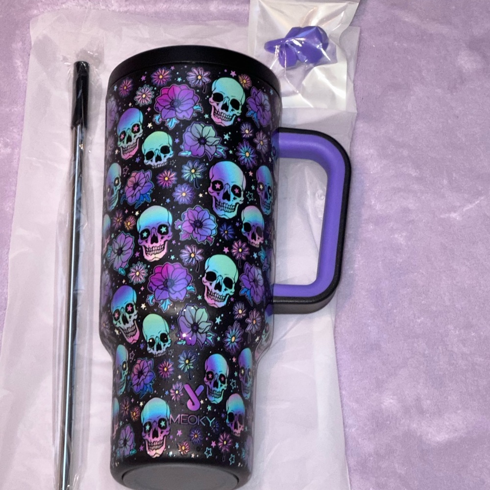 Purple Skull and Flower Tumbler